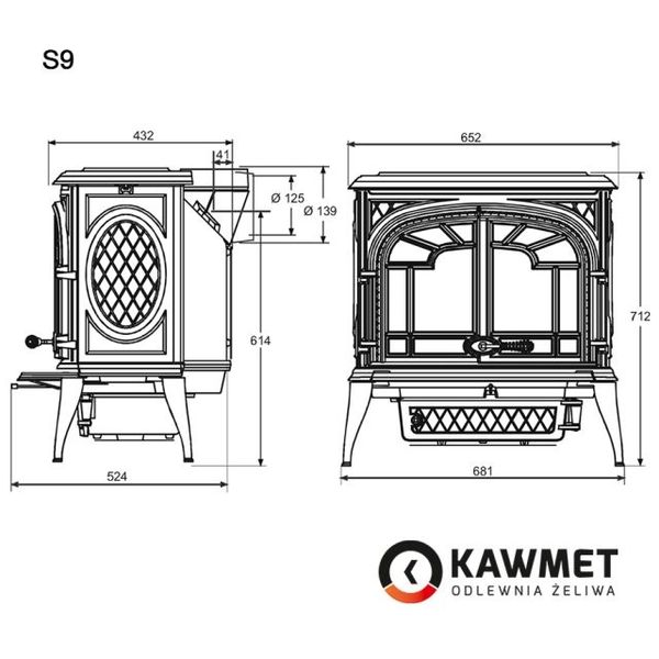 Печь чугунная KAWMET Premium ZEUS S9 EKO 11,3 kW ZEUS S9 EKO 11,3 kW фото