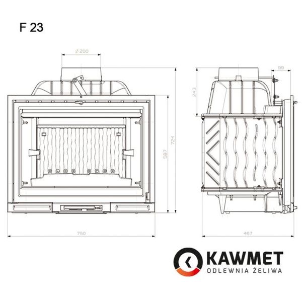 Каминная топка KAWMET Premium HERMES F23 EKO 14 kW HERMES F23 EKO 14 kW фото