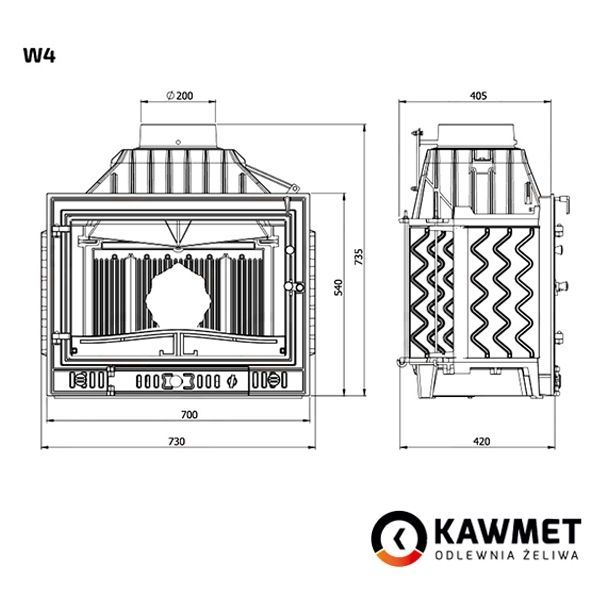 Каминная топка KAWMET W4 14,5 kW W4 14,5 kW фото